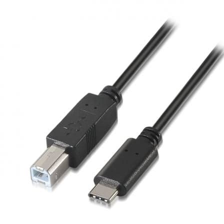 Cable USB 2.0 Impresora Aisens A107-0053/ USB Tipo-C Macho - USB Tipo-B Macho/ 480Mbps/ 1m/ Negro