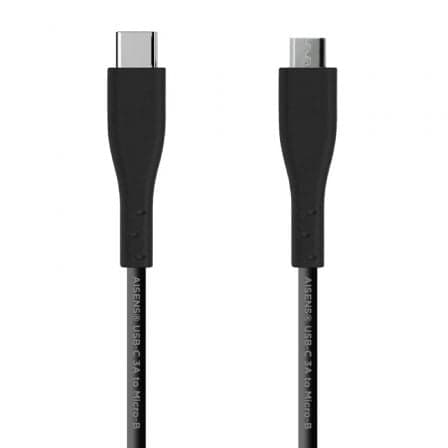 Cable USB 2.0 Aisens A107-0349/ USB Tipo-C Macho - MicroUSB Macho/ 480Mbps/ 1m/ Negro