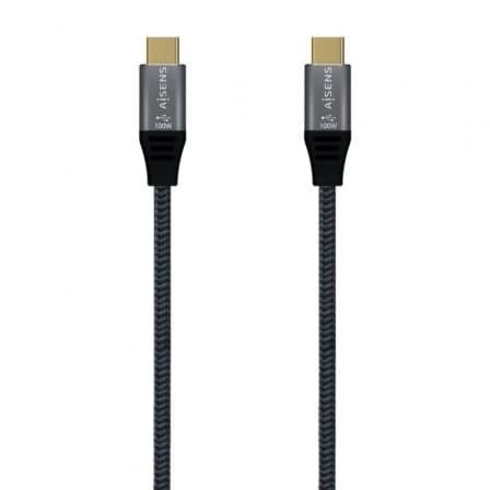 Cable USB 3.2 Tipo-C Aisens A107-0670 20GBPS 100W/ USB Tipo-C Macho - USB Tipo-C Macho/ Hasta 100W/ 20Gbps/ 60cm/ Gris