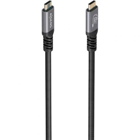Cable USB 3.2 Tipo-C Aisens A107-0988/ USB Tipo-C Macho - USB Tipo-C Macho/ Hasta 100W/ 20Gbps/ 3m/ Negro