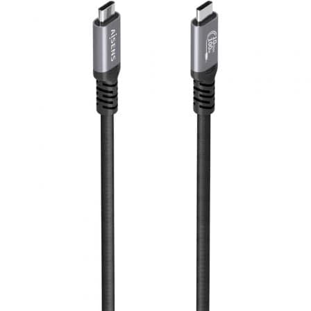 Cable USB 3.2 Tipo-C Aisens A107-0989/ USB Tipo-C Macho - USB Tipo-C Macho/ Hasta 100W/ 10Gbps/ 4m/ Negro