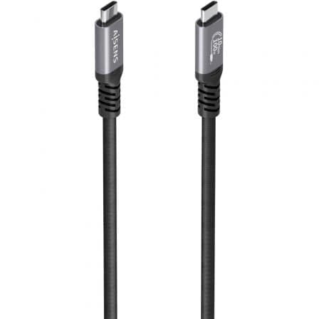 Cable USB 3.2 Tipo-C Aisens A107-0990/ USB Tipo-C Macho - USB Tipo-C Macho/ Hasta 100W/ 10Gbps/ 5m/ Negro