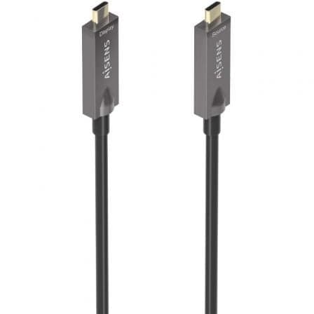 Cable USB 3.1 Tipo-C Aisens AOC A157-0883/ USB Tipo-C Macho - USB Tipo-C Macho/ Hasta 60W/ 10Gbps/ 15m/ Negro