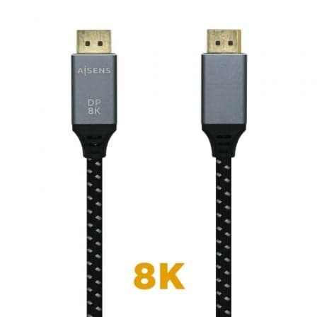 Cable DisplayPort 1.4 8K Aisens A149-0438/ DisplayPort Macho - DisplayPort Macho/ 3m/ Negro Gris