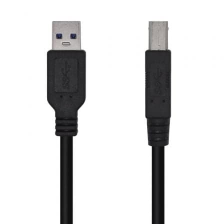 Cable USB 3.0 Impresora Aisens A105-0444/ USB Tipo-B Macho - USB Macho/ 5Gbps/ 2m/ Negro