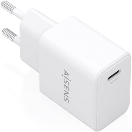 Cargador de Pared GaN Aisens A110-1023/ 1xUSB Tipo-C/ 20W/ Blanco