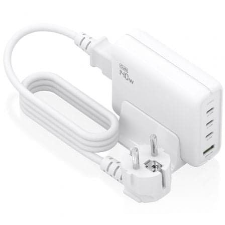 Cargador Sobremesa GaN Aisens ASCH-140W4P055-W/ 3xUSB Tipo-C/ 1xUSB/ 140W