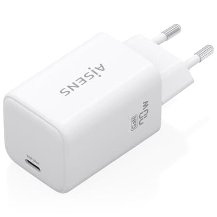 Cargador de Pared GaN Aisens ASCH-70W1P088-W/ 1xUSB Tipo-C/ 70W/ Blanco