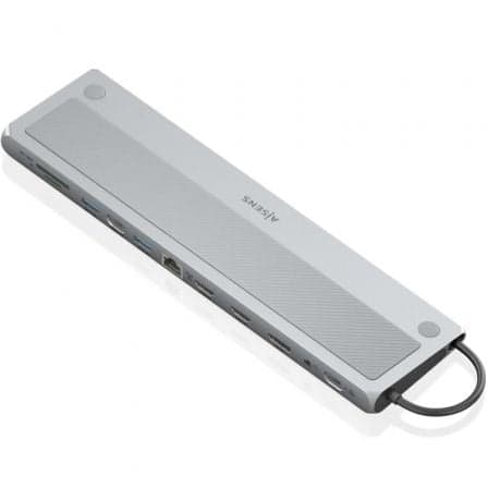 Docking USB Tipo-C Aisens ASUC-12P020-GR/ 2xHDMI 4K/ 3xUSB/ 1xUSB Tipo-C/ 1xRJ45/ 1xDisplayPort/ 1xLector Tarjetas/ 1xUSB Tipo-C PD/ Gris