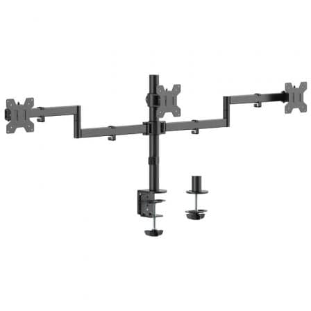 Soporte de Mesa para 3 Monitores Aisens DT27TSR-281/ Giratorio/ Inclinable/ hasta 10kg