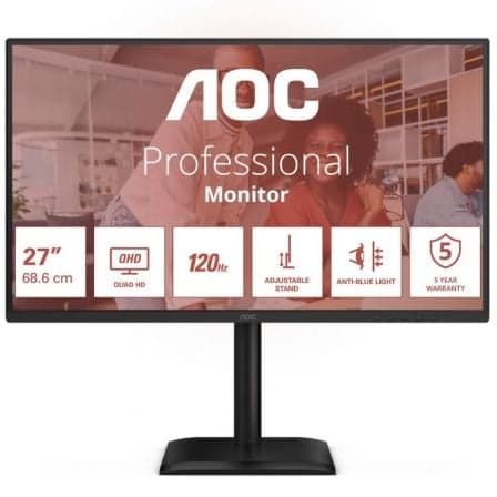 Monitor Profesional AOC Q27E4CV 27"/ QHD/ Multimedia/ Regulable en altura/ Negro