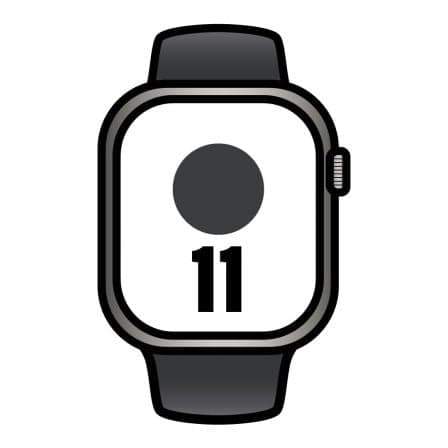 Apple Watch Series 11/ GPS/ Cellular/ 42mm/ Titanio Negro/ Pizarra Correa Deportiva Negro (S/M)