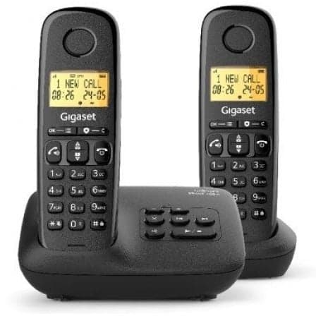 Teléfono Inalámbrico Gigaset Basic 100/ Pack DUO/ Negro