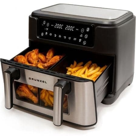 Freidora por Aire Airfryer / Sin Aceite Grunkel Dualflexifryer/ Doble Resistencia 2800W/ Capacidad 10L