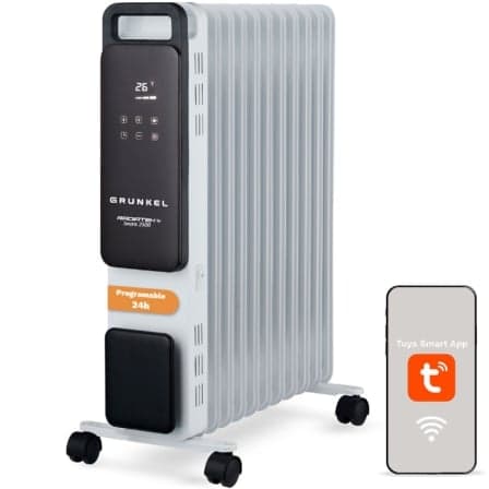 Radiador de Aceite Grunkel RD-2500PRO/ 3 Potencias/ 2500W/ 11 Elementos/ WiFi