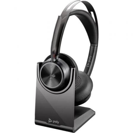 Auriculares Inalámbricos Poly Voyager Focus 2 Microsoft Teams + Adaptador USB-C-A + Soporte de Carga/ con Micrófono/ Bluetooth/ Negros