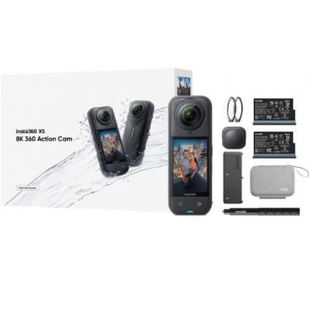 Cámara Digital Deportiva Insta360 X5 Essecial Kit/ 8K/ Ángulo de visión 360º/ Negra