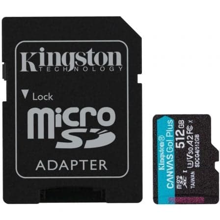 Tarjeta de Memoria Kingston CANVAS Go! Plus 512GB microSD XC con Adaptador/ Clase 10/ 200MBs