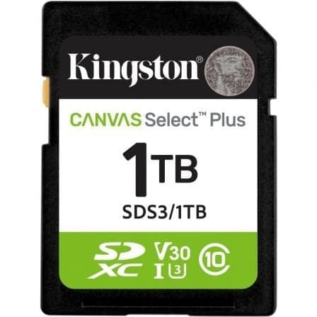 Tarjeta de Memoria Kingston CANVAS Select Plus 1TB SD XC/ Clase 10/ 150MBs