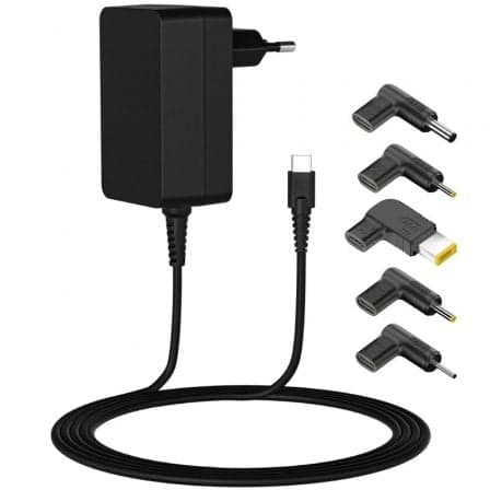 Cargador de Portátil Leotec Notebook 45W Type-C/ 1xUSB Tipo-C/ 45W/ Automático/ Voltaje 5-20V
