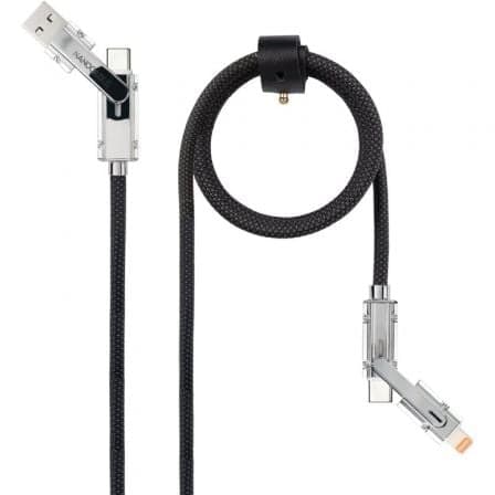 Cable USB 2.0 Tipo-C Nanocable 10.01.2602/ USB Tipo-C Macho + USB Macho - USB Tipo-C Macho + Lightning Macho/ Hasta 27W/ 480Mbps/ 2m/ Negro