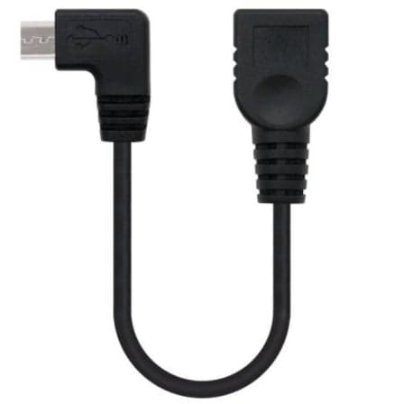Cable USB 2.0 Nanocable 10.01.3600/ MicroUSB Macho - USB Hembra/ 15cm/ Negro