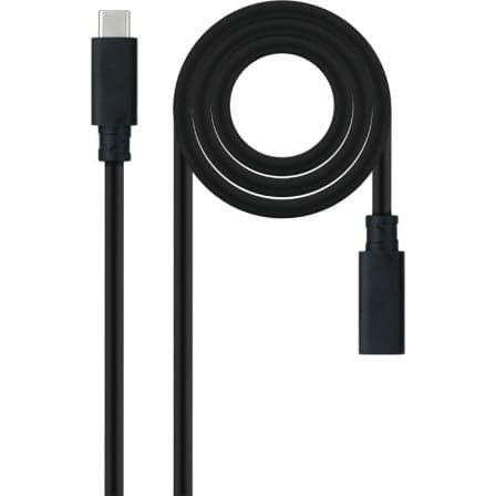 Cable Alargador USB Tipo-C 3.2 Nanocable 10.01.4500/ USB Tipo-C Macho - USB Tipo-C Hembra/ 50cm/ Negro