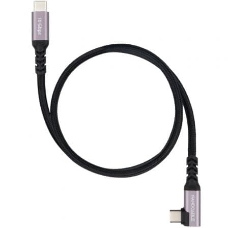 Cable USB 3.2 Tipo-C Acodado Nanocable 10.01.4700/ USB Tipo-C Macho - USB Tipo-C Macho/ Hasta 100W/ 10Gbps/ 50cm/ Negro