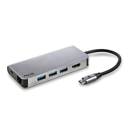Docking USB Tipo-C NGS WonderDock8/ 3xUSB/ 1xUSB Tipo-C DP/ 1xHDMI 4K/ 1xRJ45/ 1xLector Tarjetas SD