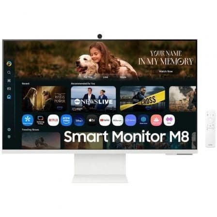 Smart Monitor Samsung M8 M80F S32FM801UU 32"/ 4K/ Multimedia/ Regulable en altura/ Smart TV/ Webcam/ Blanco