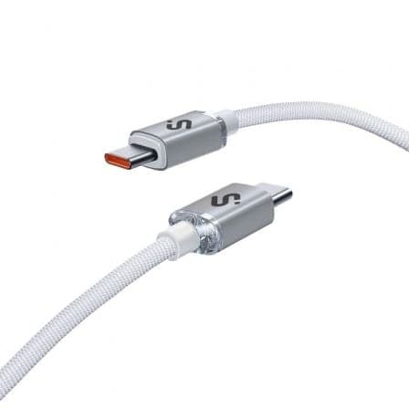 Cable USB 2.0 Tipo-C Subblim Optimus/ USB Tipo-C Macho - USB Tipo-C Macho/ Hasta 60W/ 480Mbps/ 2m/ Blanco