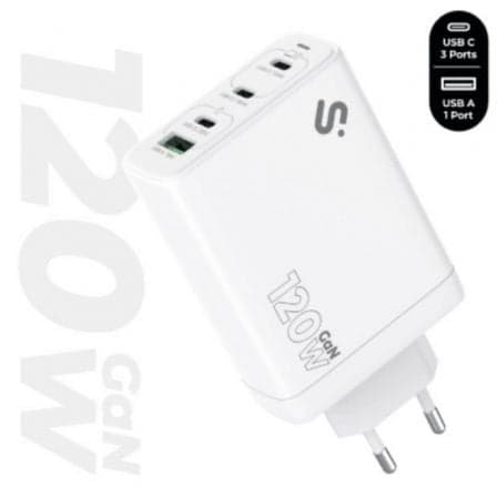 Cargador de Pared GaN Subblim 120W Charger USB C+C+C+A/ 3xUSB Tipo-C/ 1xUSB/ 120W