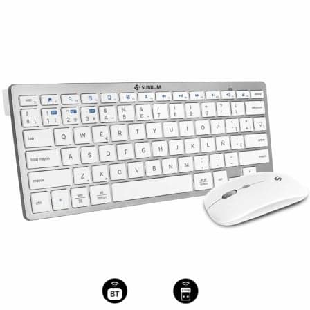 Teclado y Ratón Inalámbrico Subblim OCO015 Combo Multidispositivo Compacto PT/ Plata/ Portugués