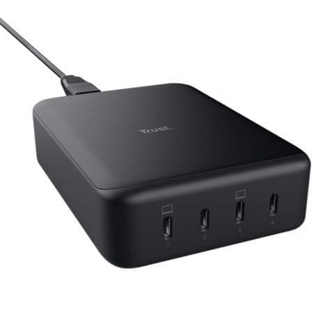 Cargador de Pared GaN Trust Maxo/ 4xUSB Tipo-C/ 240W/ Automático/ Voltaje 5-20V