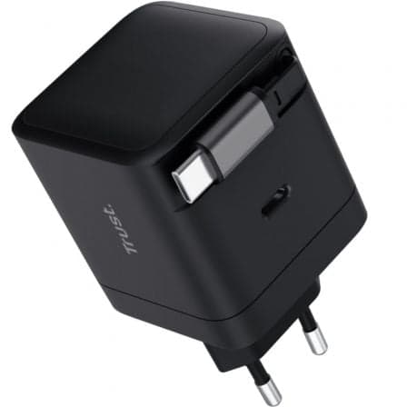 Cargador de Pared Trust Maxo 65W/ 1xUSB Tipo-C/ Incluye Cable USB Tipo-C Retráctil/ 65W