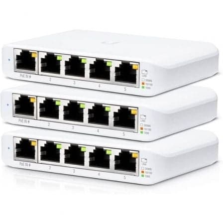 Switch Gestionable Ubiquiti USW-Flex Mini 5 Puertos/ RJ45 10/100/1000 PoE/ Pack 3 uds