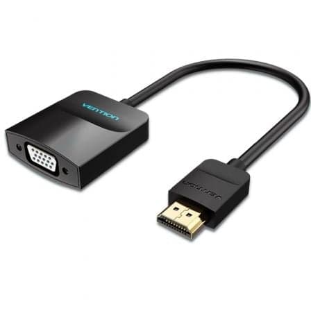 Conversor Vention 42444/ HDMI Macho - VGA Hembra/ Jack 3.5 Hembra/ 15cm/ Negro