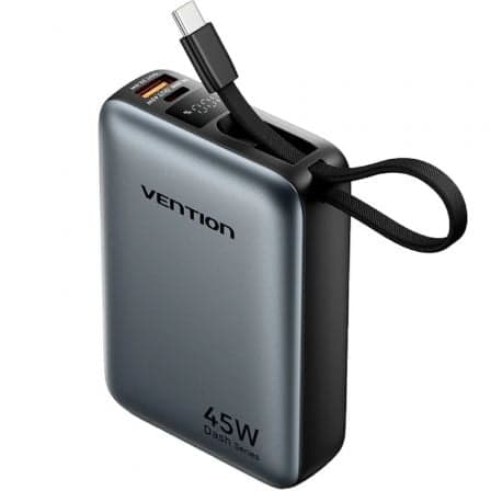 Powerbank 20000mAh Vention FHGH0/ 45W/ Gris/ Incluye Cable USB Tipo-C