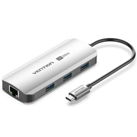 Docking USB Tipo-C Vention TQHHB/ 1xHDMI 4K/ 3xUSB/ 1xUSB Tipo-C PD/ 1xRJ45/ Gris