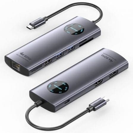 Docking USB Tipo-C Vention TQUHB/ 1xHDMI 4K/ 1xDisplayPort/ 3xUSB/ 1xRJ45/ 1xUSB Tipo-C PD/ 1xLector Tarjetas/ Gris
