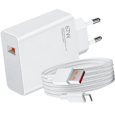 Cargador de Pared Xiaomi 67W HyperCharge Combo (Type-A)/ 1xUSB + Cable USB Tipo-C/ 67W