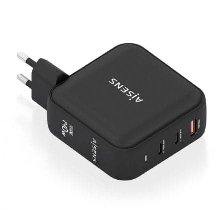Cargador de Pared GaN Aisens ASCH-140W3P031-BK/ 2xUSB Tipo-C/ 1xUSB/ 140W