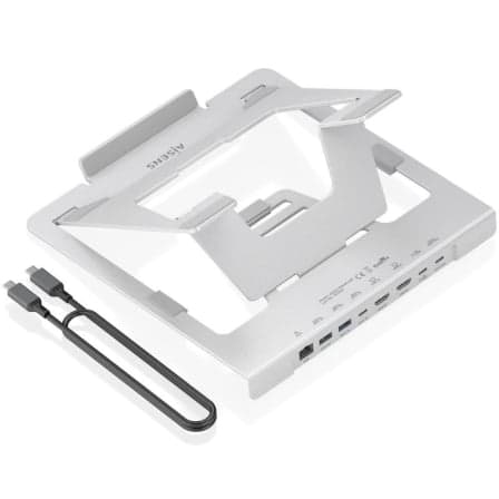 Soporte de Sobremesa - Docking USB Tipo-C Aisens ASUC-7P046-GR/ 2xUSB/ 1xUSB Tipo-C/ 2xHDMI/ 1xRJ45/ 1xUSB Tipo-C PD/ Gris