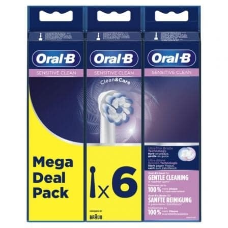 Cabezal de Recambio Braun para cepillo Braun Oral-B Sensitive Clean/ Pack 6 uds