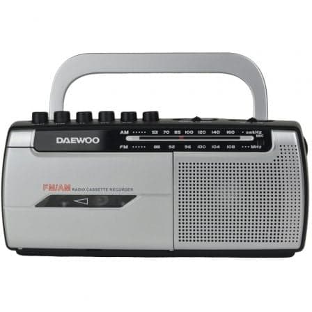 Radio Cassete Daewoo DW1107/ con Cable/ a Pilas/ Negra y Plateada