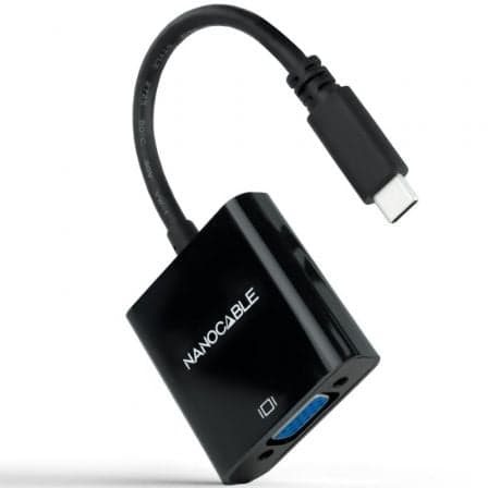 Cable Conversor Nanocable 10.16.4101-BK/ USB Tipo-C Macho - VGA Hembra/ 10cm/ Negro