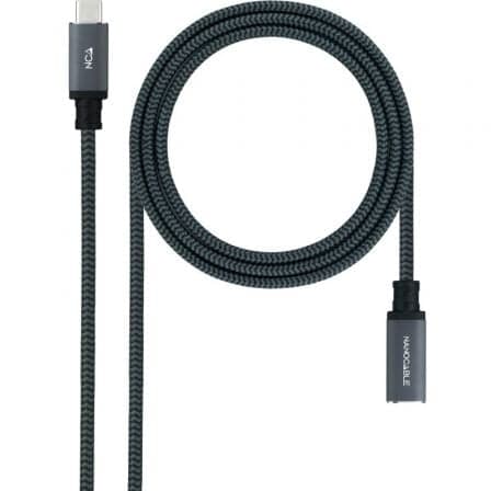 Cable Alargador USB Tipo-C 3.2 Nanocable 10.01.4501-L150-COMB/ USB Tipo-C Macho - USB Tipo-C Hembra/ 1.5m/ Negro