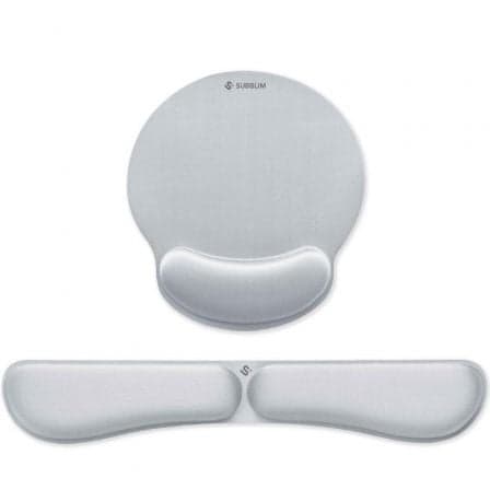 Pack de Reposamuñecas y Alfombrilla Ergonómica Subblim Ergo MemoryFlex/ Plateadas