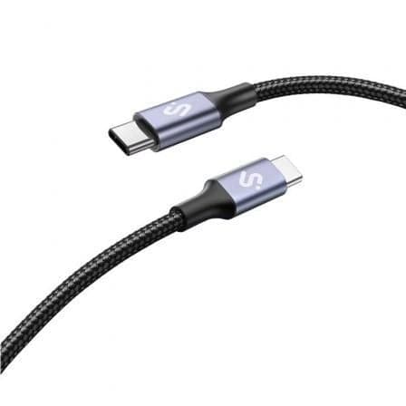 Cable USB 2.0 Tipo-C Subblim Plus/ USB Tipo-C Macho - USB Tipo-C Macho/ Hasta 100W/ 480Mbps/ 1m/ Negro