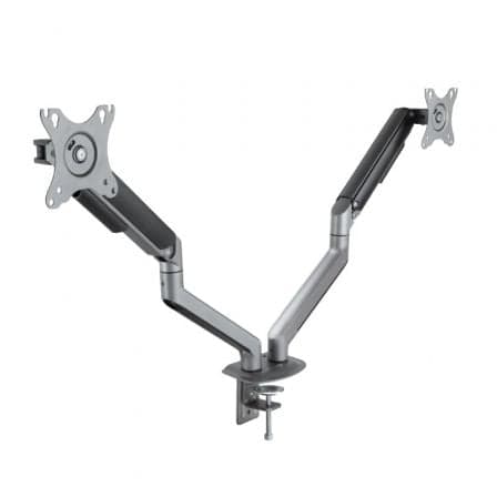 Soporte de Mesa para 2 Monitores TooQ DB4132TNR-G/ Giratorio/ Inclinable/ hasta 9kg